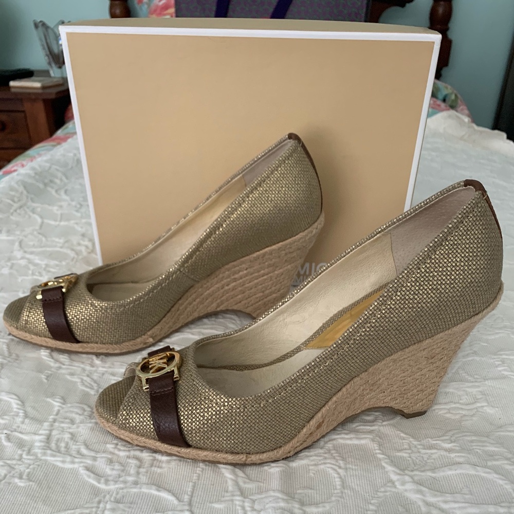 Gold Open Toe Wedge - image 3